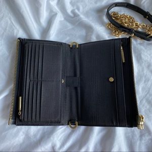 Clutch wallet onyx with crossbody strap
